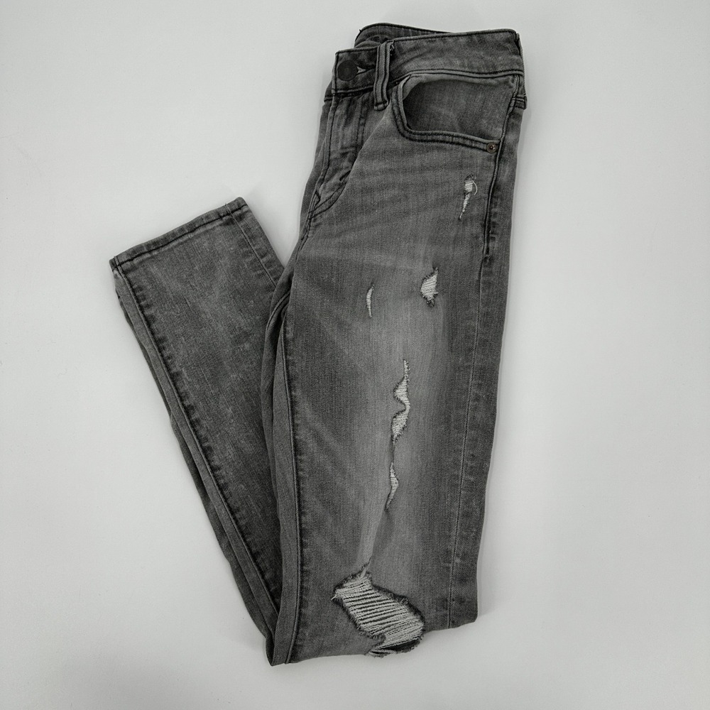 American Eagle Outfitters Mens Jeans 28x30 Gray Distressed Slim Fit Airflex+